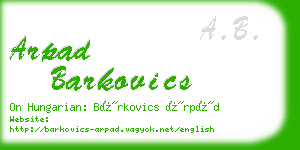 arpad barkovics business card